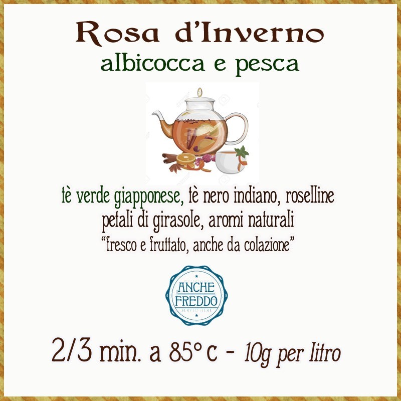 Rosa d'Inverno, Tè nero e verde aromatizzato albicocca, pesca e rosa